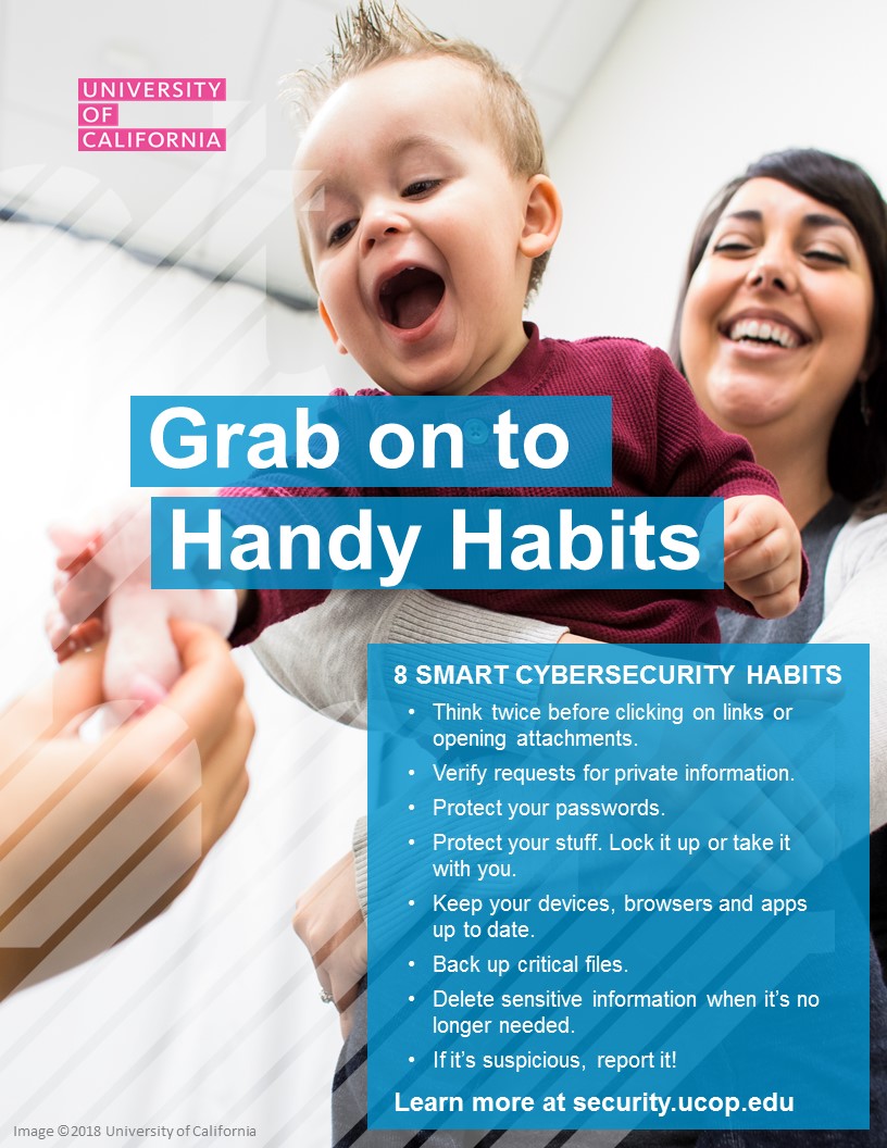 Poster thumbnail: 8 Smart Cybersecurity Habits version 1. Click for PDF.