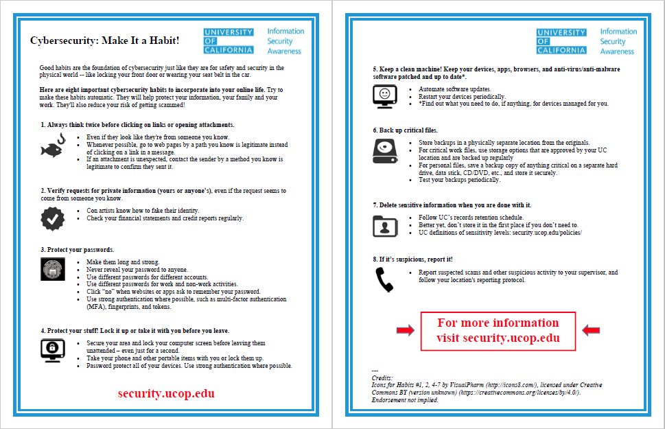 8 Smart Cybersecurity Habits Tipsheet PDF thumbnail. Click for PDF.